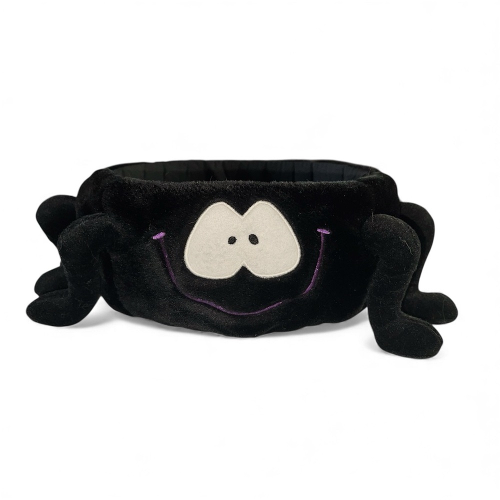 Whimsical Plush faux fur spider bowl trick or treat decor